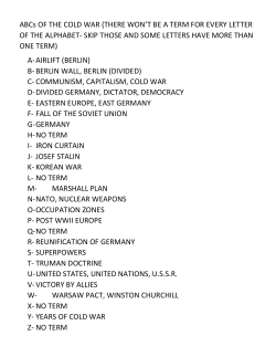 ABCs OF THE COLD WAR (THERE WON`T BE A TERM FOR