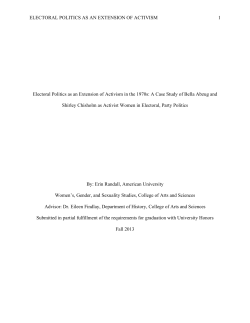 Electoral Politics as an Extension of Activism in the 1970s