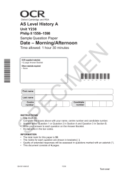 Unit H105/Y238 - Philip II 1556-1598 - Sample assessment