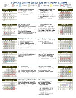 2016-2017 Academic Calendar