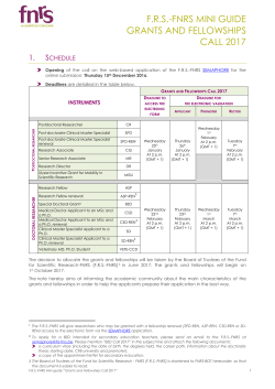 F.R.S.-FNRS MINI GUIDE GRANTS AND FELLOWSHIPS CALL 2017