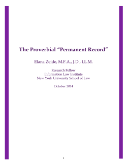 The Proverbial &ldquo;Permanent Record&rdquo;