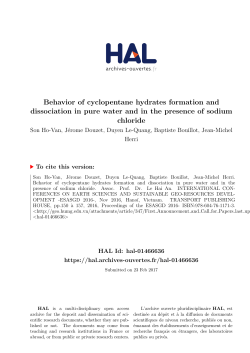 Behavior of cyclopentane hydrates formation and dissociation