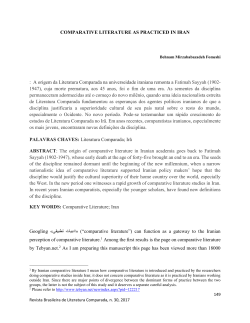 COMPARATIVE LITERATURE AS PRACTICED IN IRAN