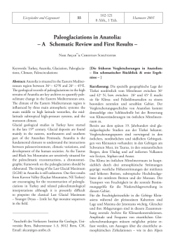 Paleoglaciations in Anatolia: &ndash; A Schematic Review and First Results
