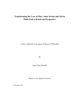 Anne Sexton and Sylvia Plath from a Kristevan Perspective