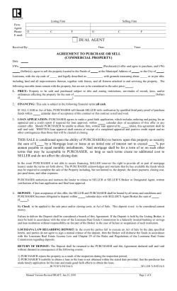 Sample Commercial Agreement to Buy/Sell