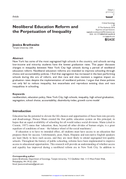 Neoliberal Education Reform and the Perpetuation