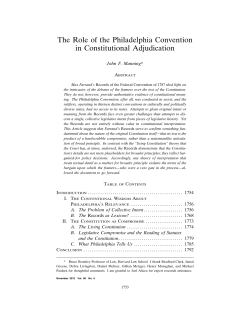 The Role of the Philadelphia Convention in Constitutional Adjudication