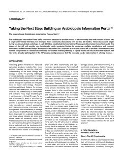 Taking the Next Step: Building an Arabidopsis