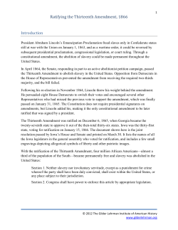 Ratifying the Thirteenth Amendment, 1866 Introduction