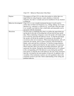 Chart #35 &ndash; Behavior Observation Tally Sheet Purpose The purpose