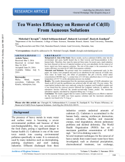 Tea Wastes Efficiency on Removal of Cd(II) From Aqueous Solutions
