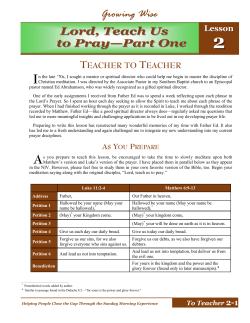Lesson 2 - Lord Teach Us to Pray - Part One.pub
