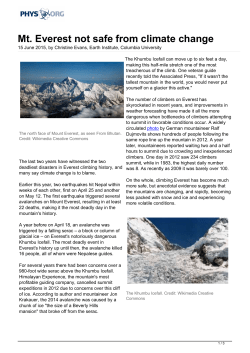 Mt. Everest not safe from climate change