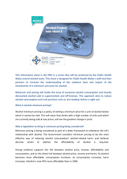 Alcohol Information Sheet 5 - Minimum Unit Pricing of Alcohol