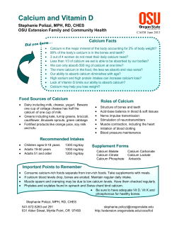 Calcium and Vitamin D - Oregon State University Extension Service