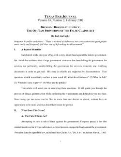 bringing rogues to justice: the qui tam provisions of the false claims act