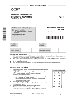 Question paper - Unit F331/01 - Chemistry for Life