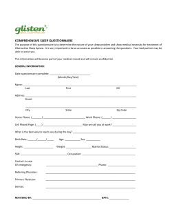 comprehensive sleep questionnaire