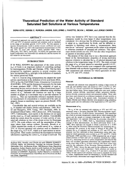 Theoretical Prediction of the Water Activity of Standard Saturated