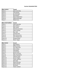 Boys Juniors Coach Team 1 John Donnelly Team 2 Tom Rouse