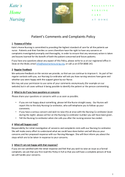 Comments and Complaints Policy