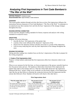Analyzing First Impressions in Toni Cade Bambara`s &ldquo;The War of the