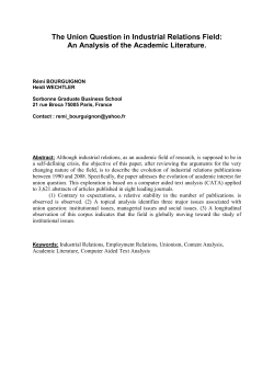 The Union Question in Industrial Relations Field: An