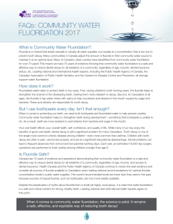 FAQs: COMMUNITY WATER FLUORIDATION 2017