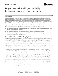 Prepare molecules with poor solubility for immobilization on affinity