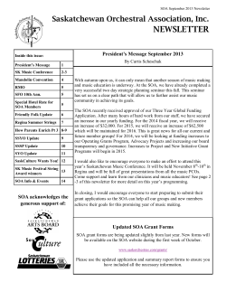 NEWSLETTER - Saskatchewan Orchestral Association