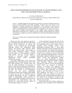 USES AND REQUIREMENTS OF ECOLOGICAL NICHE MODELS