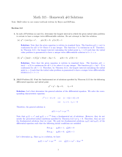 Math 315 - Homework #3 Solutions