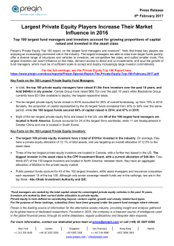 Largest Private Equity Players Increase Their Market Influence in 2016