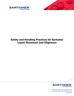 Safety and Handling Practices for Sartomer Liquid Monomers and