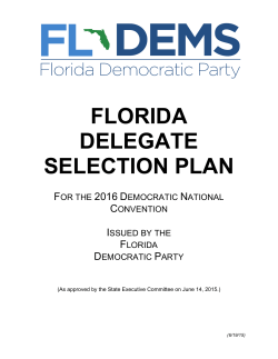 FLORIDA DELEGATE SELECTION PLAN