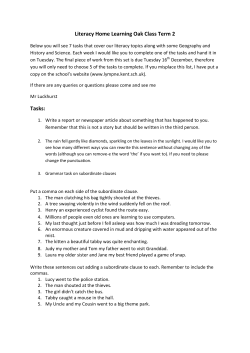 Literacy Home Learning Oak Class Term 2 Tasks: