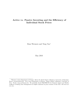 Active vs. Passive Investing and the Efficiency of Individual Stock