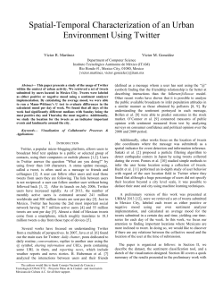 Spatial-temporal Characterization Of An Urban
