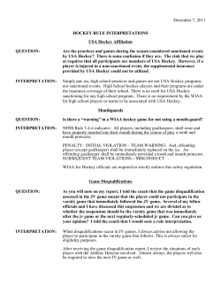 HOCKEY RULE INTERPRETATIONS USA Hockey Affiliation