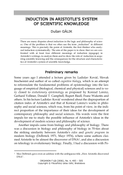 INDUCTION IN ARISTOTLE`S SYSTEM OF SCIENTIFIC KNOWLEDGE