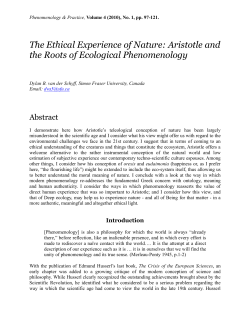 Aristotle and the Roots of Ecological Phenomenology