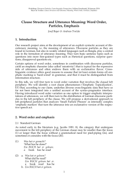 Clause Structure and Utterance Meaning: Word Order, Particles