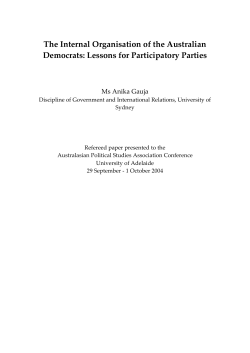 The Internal Organisation of the Australian Democrats: Lessons for