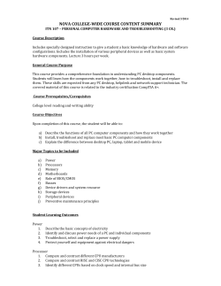 Personal Computer Hardware and Troubleshooting