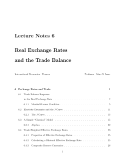 Lecture Notes 6 Real Exchange Rates and the Trade Balance