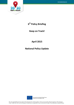 6 Policy Briefing Keep on Track! April 2015 National Policy Update