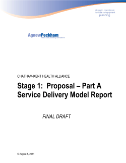 Stage 1: Proposal – Part A Service Delivery Model Report
