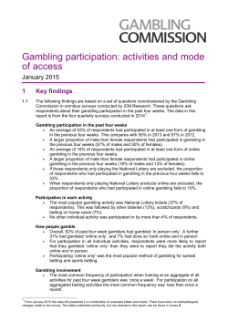 Gambling participation: activities and mode of access